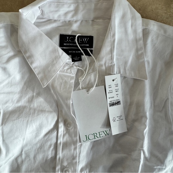 J Crew White Wren Slim Shirt Stretch Cotton Poplin Button Up Collar Women Size 2 - Picture 13 of 15